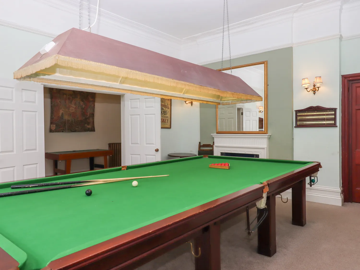 Games room with full size Snooker table.