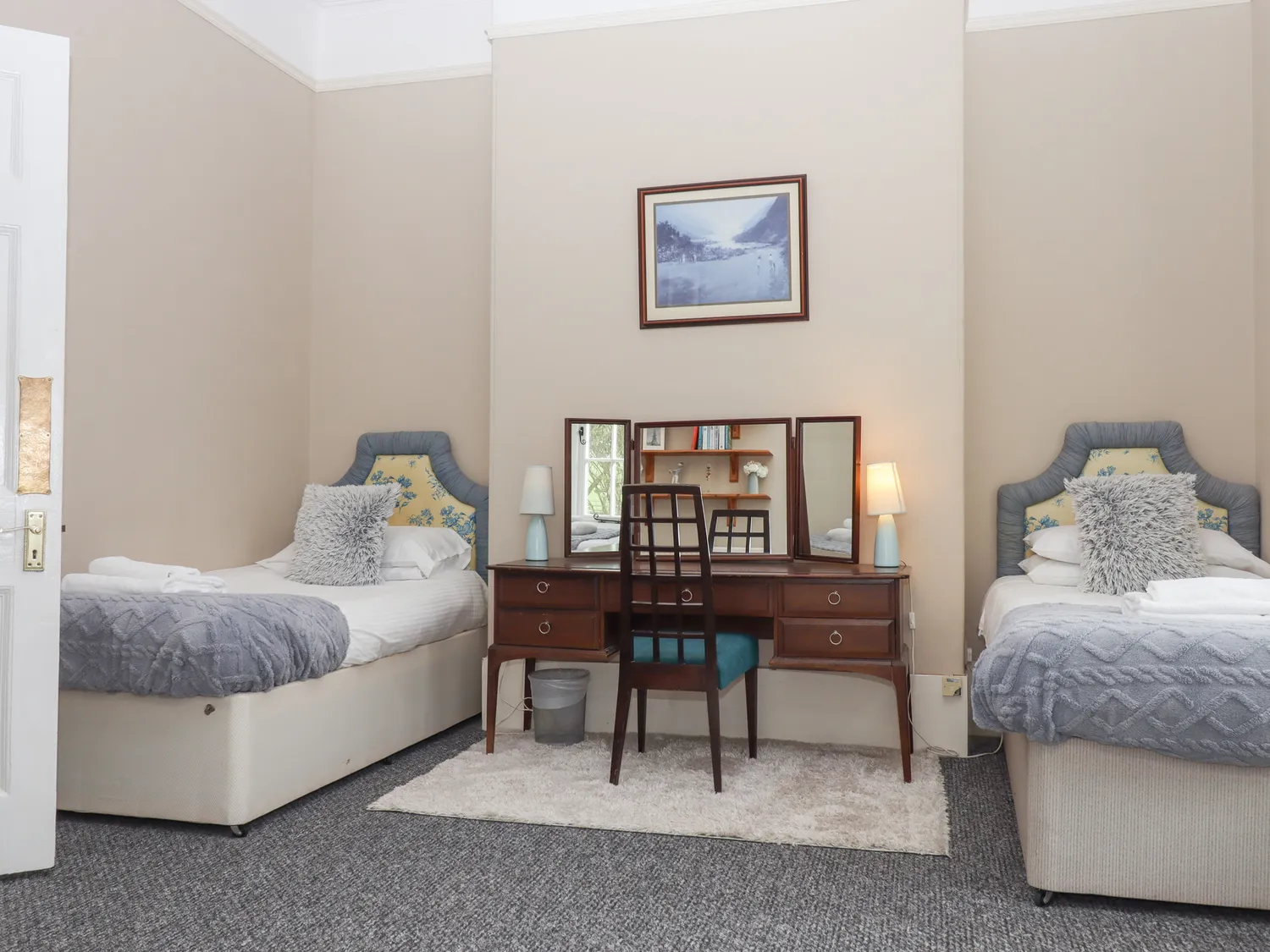 One of the five twin bedrooms at Alston Hall.